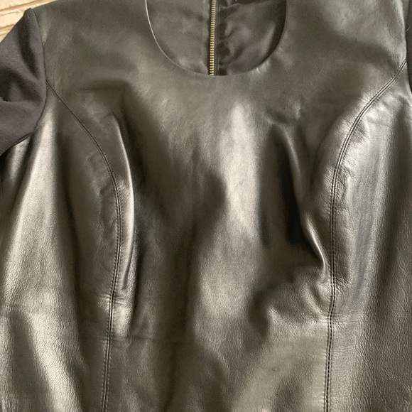 Helmut Lang black half leather long sleeve dress - Picture 2 of 5